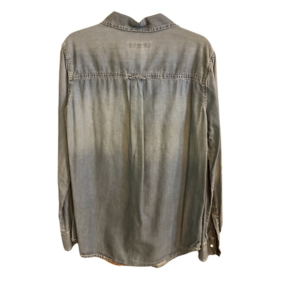 BANANA REPUBLIC Dillon Utility Chambray Button Up Shirt Distressed Sz XS - Picture 2 of 11